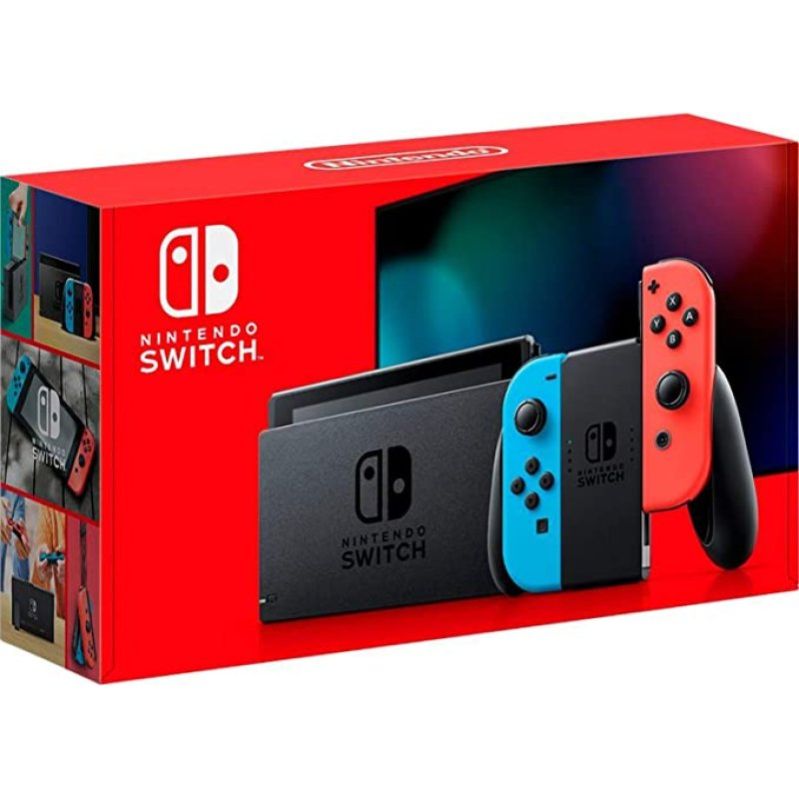 Nintendo Switch Extended Battery Life With Neon Blue And Neon Red Joy